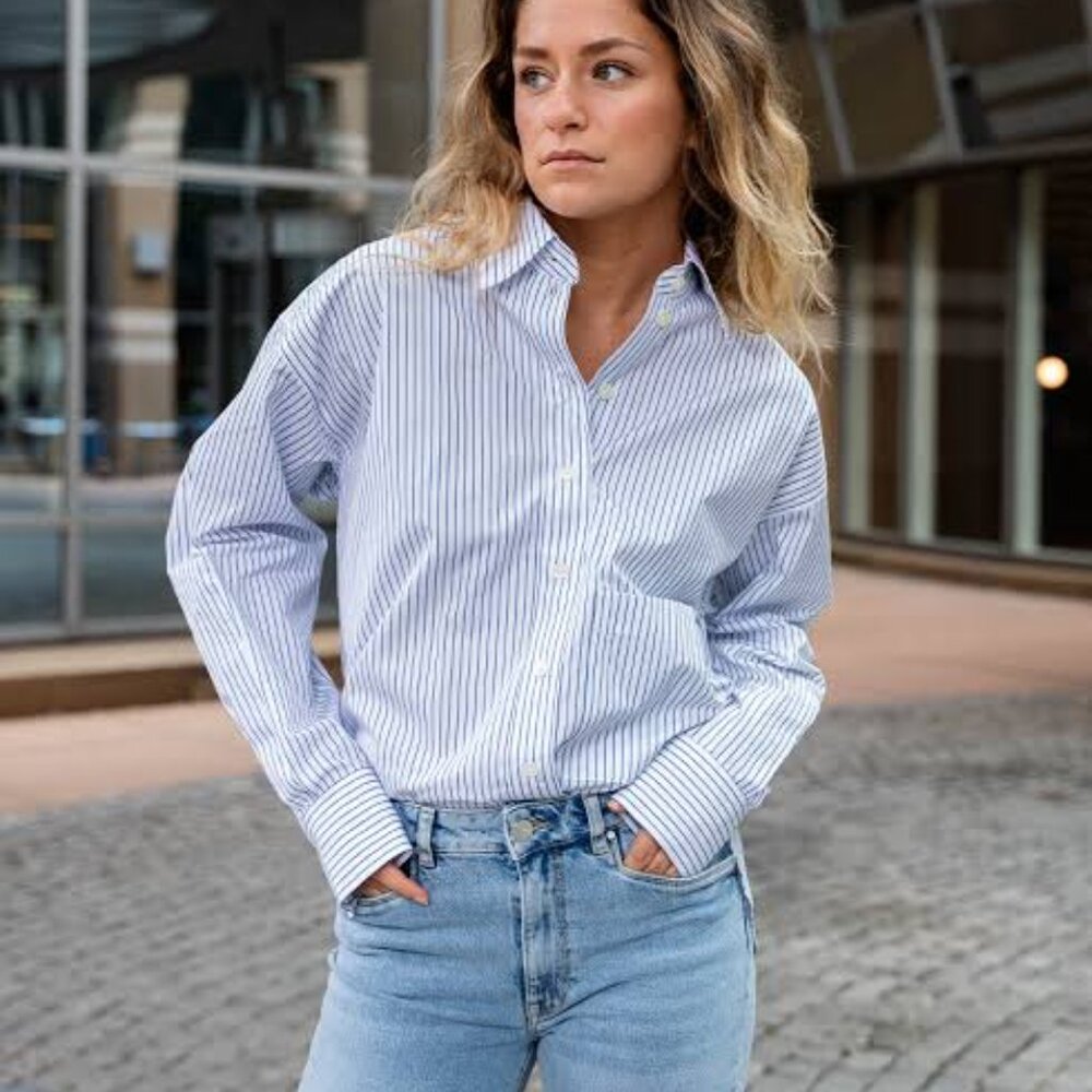 Les Coyotes de Paris Charlie Striped Oversized Shirt - Size 38 NWT